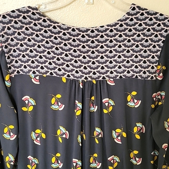 Boden Gray Glenda Jersey Knit Faux Wrap Floral Dress - Size 12 - Picture 6 of 9